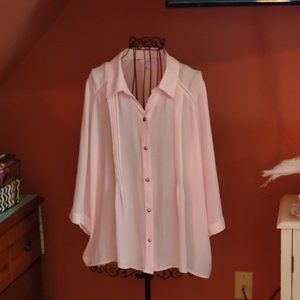 Woman's Top Pink 100% Polyester Blouse Size XL